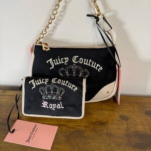 New Juicy Couture Kingdom Wristlet Clutch Card Wallet Set Black White Y2K Cute
